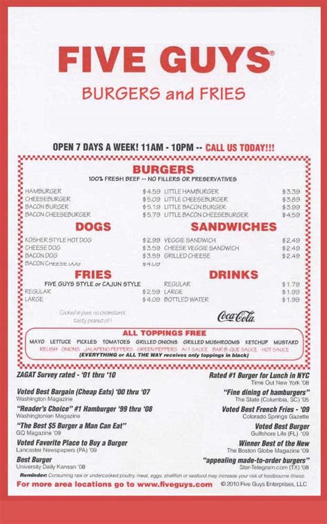 menu five guys|Order Five Guys (Dulles Overlook Dr) Menu Delivery【Menu